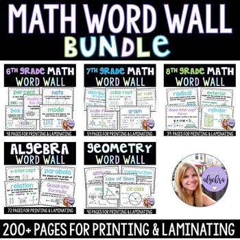 Preview of Math Word Walls - Grade 6, 7, 8, Algebra, and Geometry Bundle