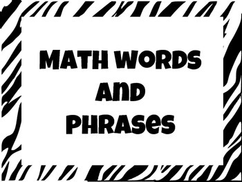 Preview of Math Words and Phrases