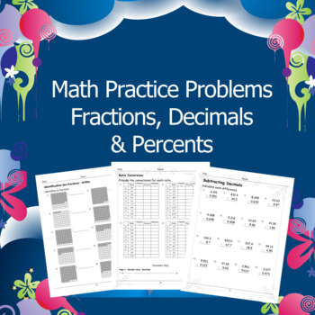 Math Workbook Fractions & Decimals, Practice Problems (Answer Key Included)