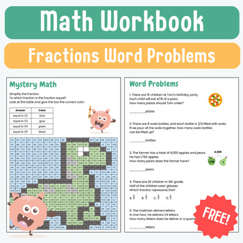 Preview of Math Workbook - Word Problems - Fractions
