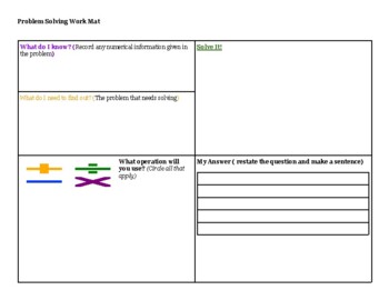 Preview of Math Workmat/Graphic Organizer