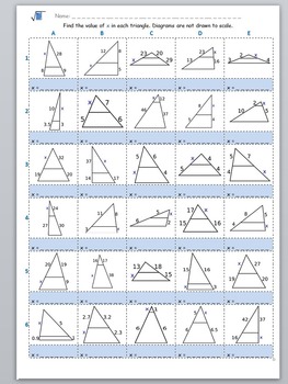 Preview of Math Worksheet 0052 - Triangle proportionality theorem