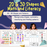Math Worksheet :2D & 3D Shapes and Patterns worksheet (NO PREP)