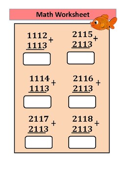 Preview of Math Worksheet : Adding number  in thousands digit