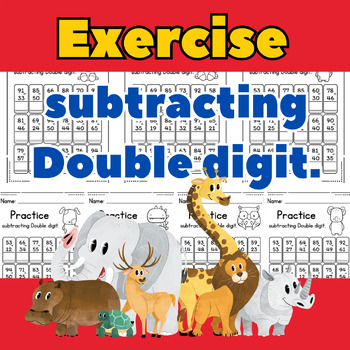 Preview of Math Worksheet Bundle, Double-Digit Subtracting , Worksheets-Excercies.