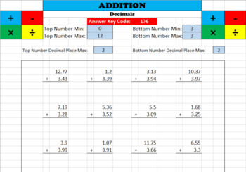 Preview of Math Worksheet Creator - Addition (Decimals)