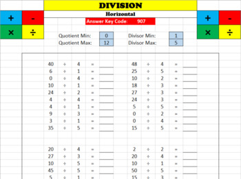 Preview of Math Worksheet Creator - Division (horizontal)