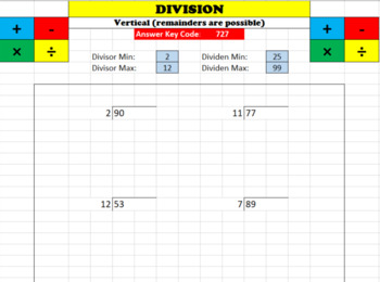 Preview of Math Worksheet Creator - Division (vertical)