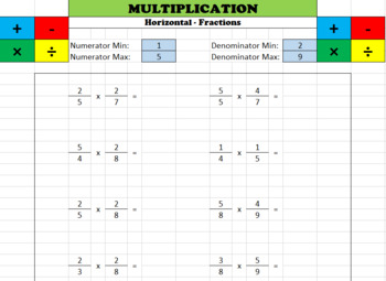 Preview of Math Worksheet Creator - Multiplication (fractions)