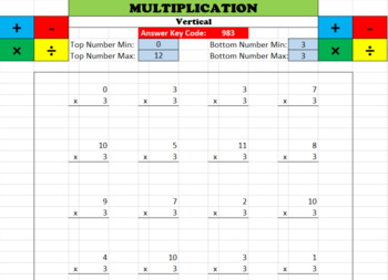 Preview of Math Worksheet Creator - Multiplication (vertical)