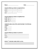 Math Worksheet - expanded and simplified form and place value