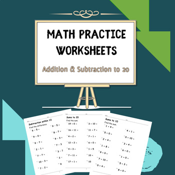 Preview of Math Worksheets, Addition and Subtraction to 20