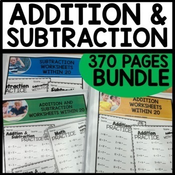 Preview of Single & Double 2 Digit Addition Subtraction 1st Grade Math Packet Daily Review