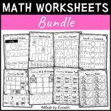 Math Worksheets Bundle | 2D & 3D Shapes - Place Value - Nu