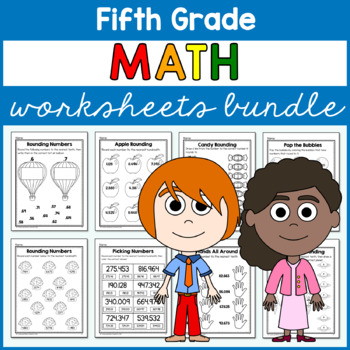 Preview of Math Worksheets Bundle Fifth Grade | No Prep Printables | Math Facts