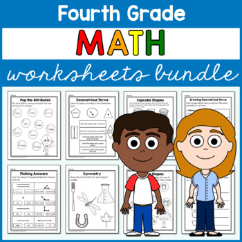 Preview of Math Worksheets Bundle Fourth Grade | No Prep Printables | Math Facts