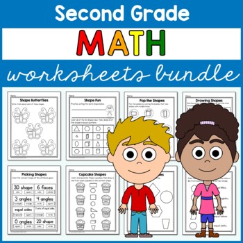 Preview of Math Worksheets Bundle Second Grade | No Prep Printables | Math Facts | 30% off