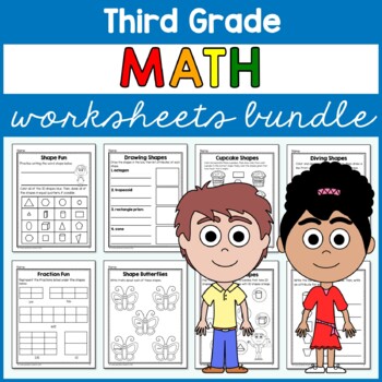 Preview of Math Worksheets Bundle Third Grade | No Prep Printables | Math Facts | 30% off