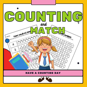 Preview of Math Worksheets, Counting Number and Match | Write & Paint.