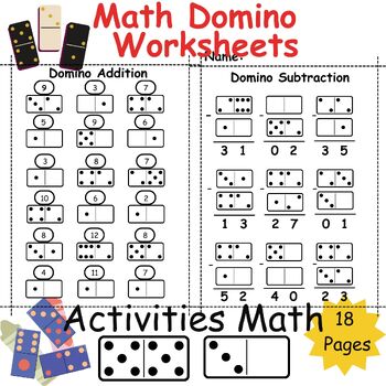 Preview of Math Worksheets(Double Digit Domino Addition ,Subtraction)Practice Calculate Pag