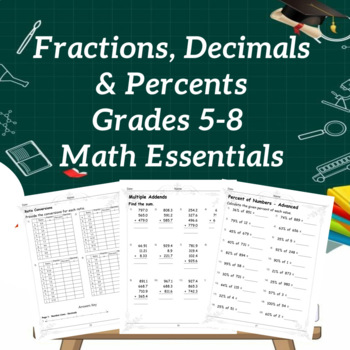 Math Worksheets Fractions, Decimals & Percents, (Answer Key Included)