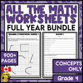 Math Worksheets Full Year Bundle Concepts Only | For Canad