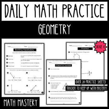 Preview of Math Worksheets | Geometry | End of Year Practice | Summer Math Practice | 4th