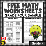 Math Worksheets Grade 4 Sample