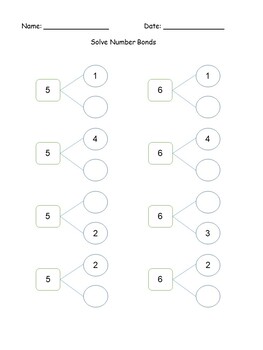 math worksheets grade k 2 number bonds math fact practice