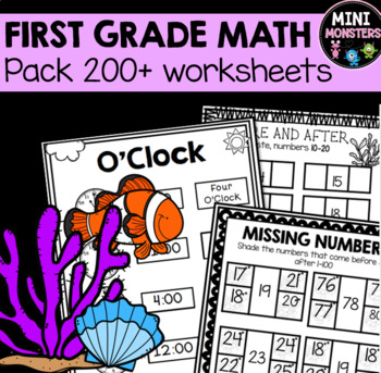 DISTANCE LEARNING First Grade Math Worksheets Bundle by Mrs G's Mini