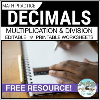 Preview of Multiply & Divide Decimals by Whole Numbers Worksheets Introduction to Decimals
