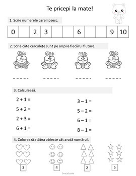 desire like that Discuss Math Worksheets Addition and Subtraction Numbers 0 - 30 in Romanian
