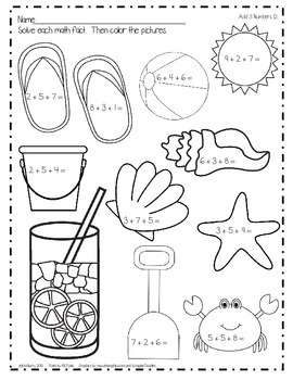 math worksheets summer fun edition by teach k to 2 tpt