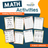 Math Worksheets and Centers | Adding Three Numbers | Math 