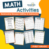 Math Worksheets and Centers | Relating Addition & Subtract