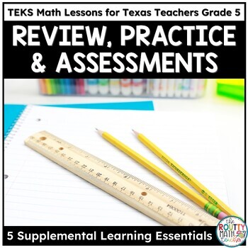 Preview of Math Worksheets, Challenges, Spiral Review, and Assessments | Math TEKS Bundle