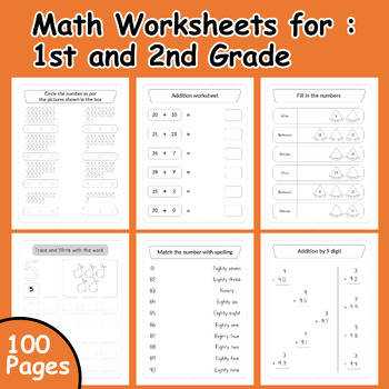 Preview of Math Worksheets for 1st and 2nd Grade- 1St to 2nd Math Activity - NO PREP Review