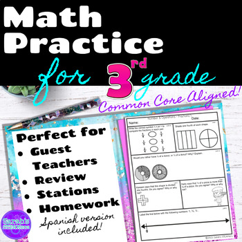 Preview of Math Worksheets for 3rd Grade (Spanish Version Included)