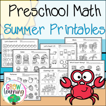 Preview of Math Worksheets for Pre-K - Summer - Morning Work, Independent Practice