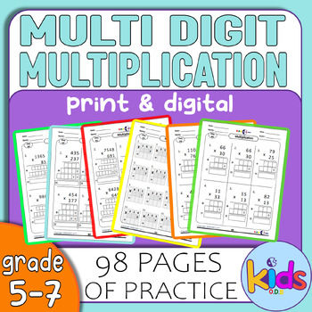 Preview of Math Worksheets multi digit multiplication grade 5-7