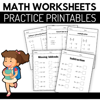 Math Worksheets with Missing Addends, Subtraction, Division, and ...