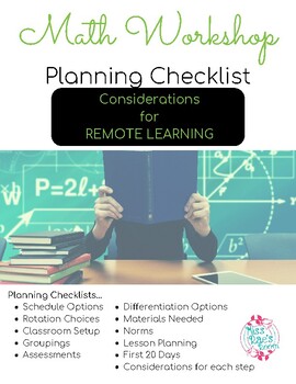 Preview of Math Workshop Planning Checklist with Distance Learning Considerations
