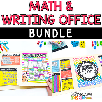 Preview of Math & Writing Office Bundle Mini Anchor Chart Posters Privacy Resource Folders