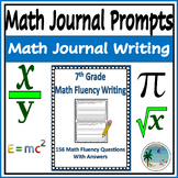 Math Writing Prompts for Fluency Work Sheet and Answers 7t