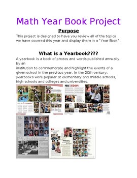 Preview of Math Yearbook Project