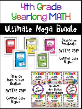 Preview of Math - Interactive Notebooks and Math Station Booklets Bundle / 4th Gr. Yearlong
