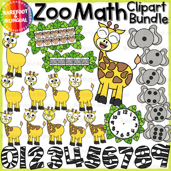 Preview of Math Zoo Animals Clipart - Zoo Math Manipulatives Clipart Mini Bundle