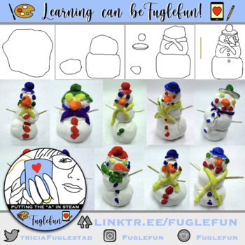 Preview of Math and Art Clay Snowman PPT with tutorial for Kindergarten