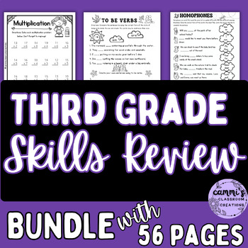 Preview of Math and ELA Common Core Skills Review for 3rd Grade - BUNDLE
