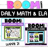 Math and ELA Daily Practice Boom Cards™  Week 21 | 2nd Gra